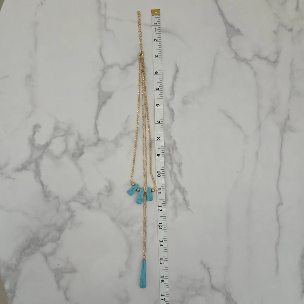 Paparazzi Boho Gold Layered Necklace with Turquoise Accents - Picture 9 of 10